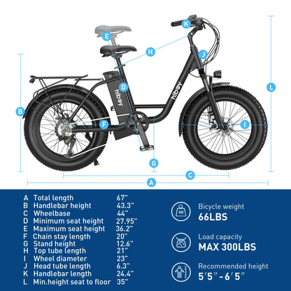 Hiboy EX6 Step-thru Fat Tire Electric Bike